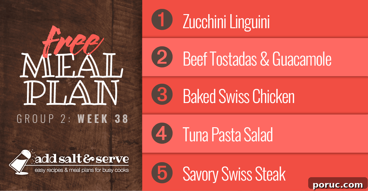 List of recipes in meal plan for week 38 (Group 2).