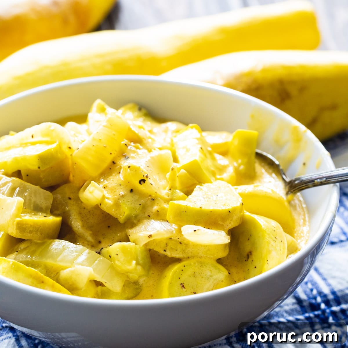 Cheesy Slow Cooker Squash Casserole Recipe 2 Slow Cooker Cheesy Squash in a bowl.