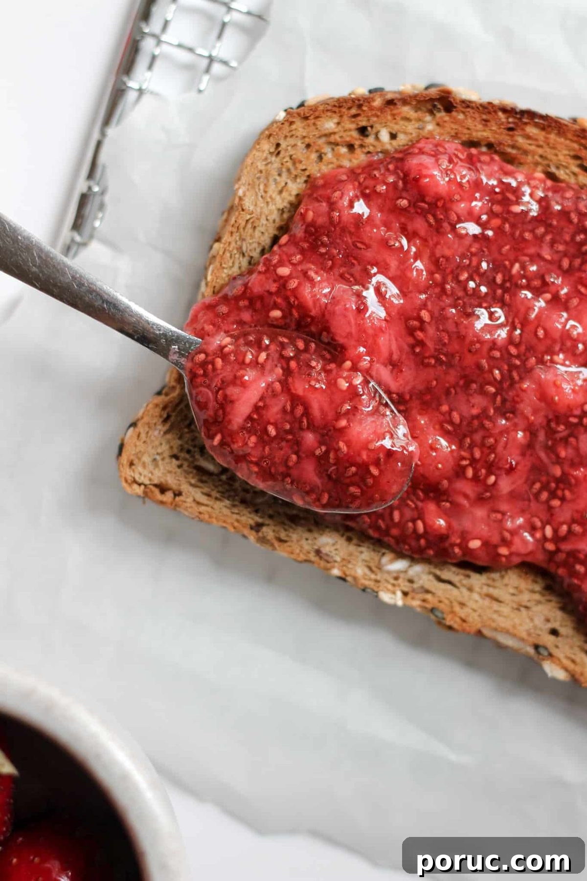 Easy Strawberry Chia Seed Jam Homemade Fruit Spread on Toast, Healthy Berry Jam
