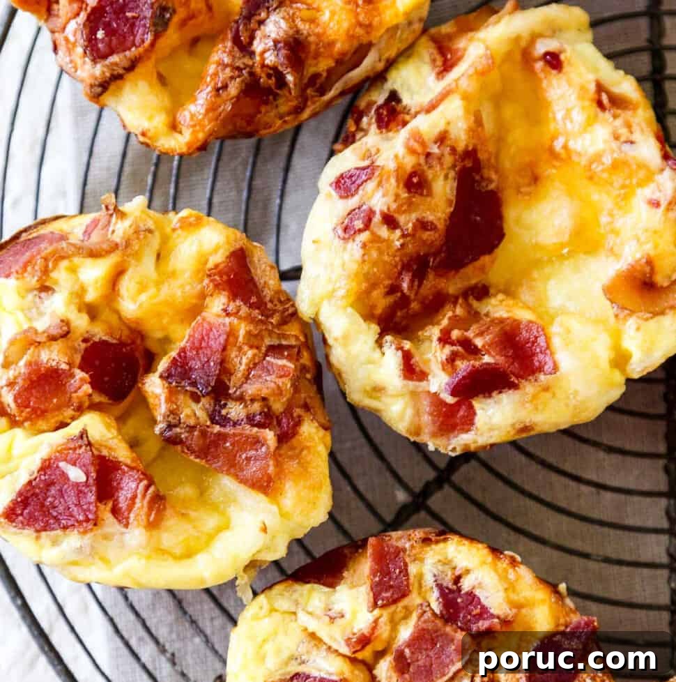 Bite-Sized Brie & Bacon Mini Quiches: Savory Party Appetizers 8 A vintage wire rack with four baked brie and bacon mini quiche.
