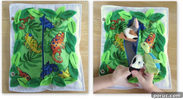 zip open jungle themed quiet book page