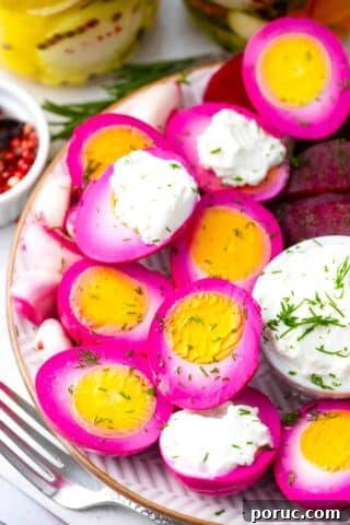 pickled eggs served with creamy sauce
