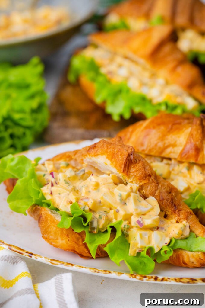 Croissants stuffed with creamy egg salad.