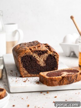 Marble Chocolate Swirl Banana Bread Recipe 7 Half chocolate half traditional banana bread has a marble effect