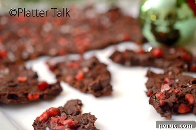 A close up of a piece of chocolate bark