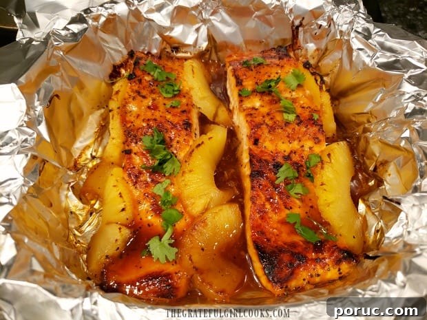 Baked and broiled salmon Baked and broiled salmon garnished with cilantro