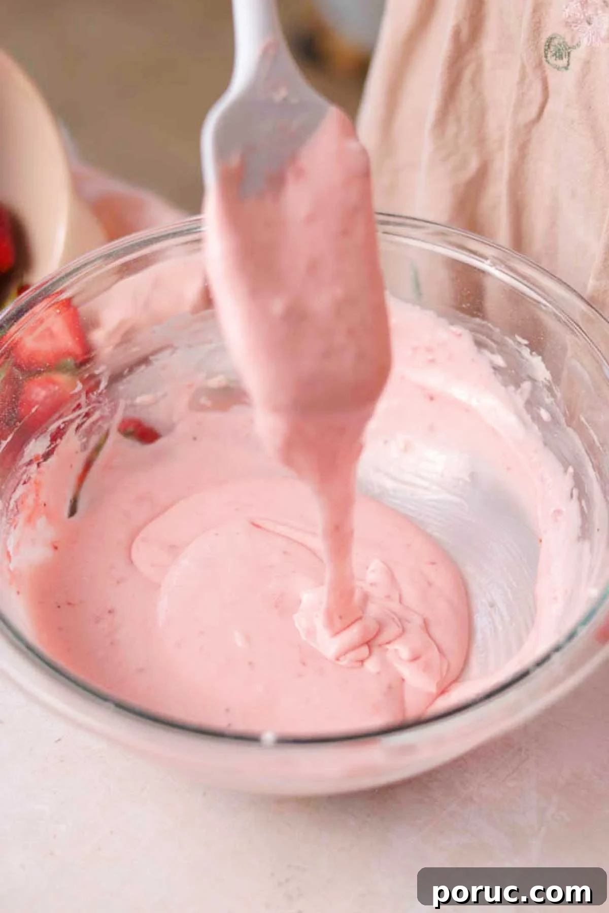 Strawberry Cinnamon Roll Recipe — Soft, Sweet, Homemade Treat 18 the runny strawberry cream cheese glaze consistency