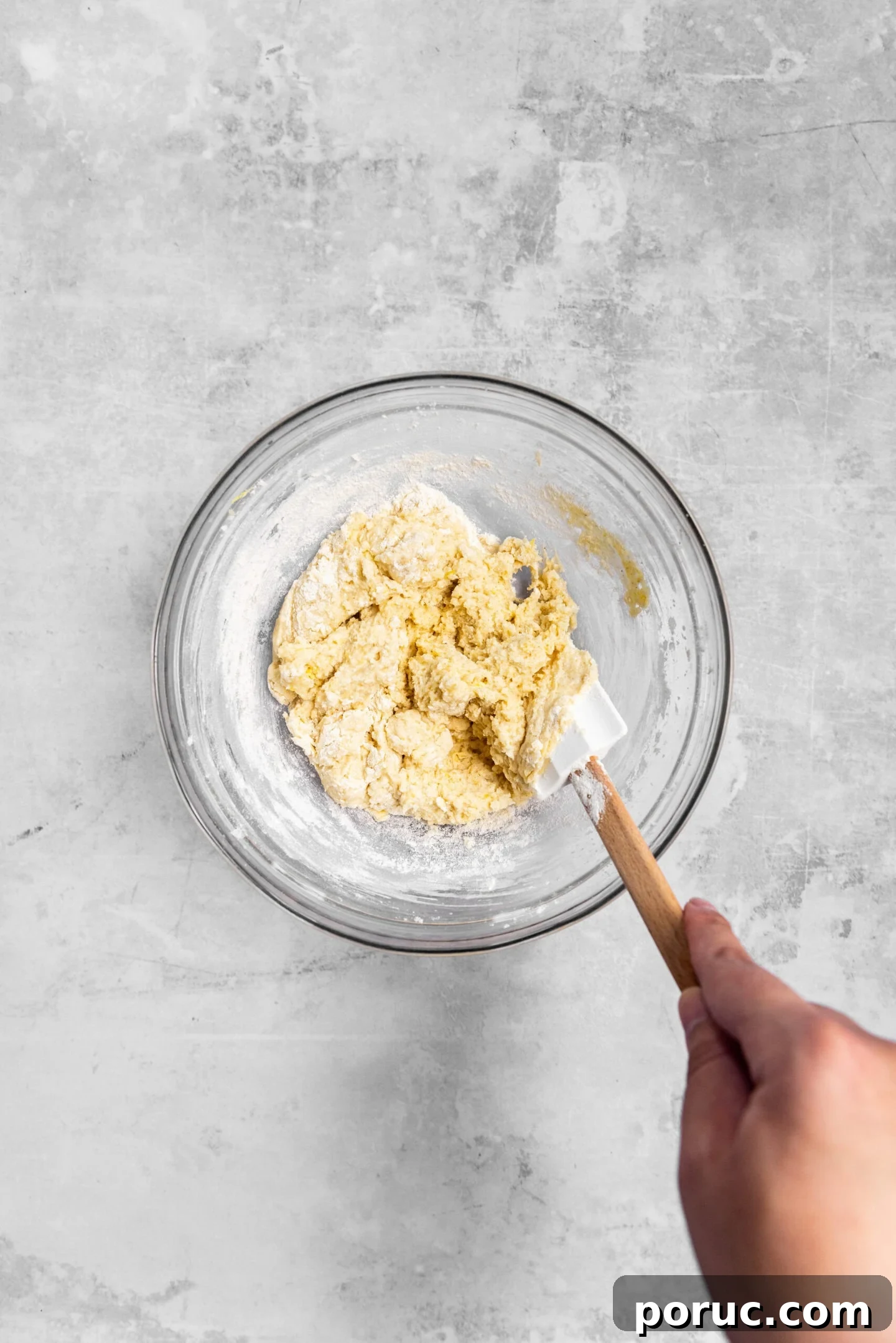 Elegant Lemon Sugar Cookies with Minimal Effort 7 Dry ingredients being mixed in to form lemon sugar cookie dough