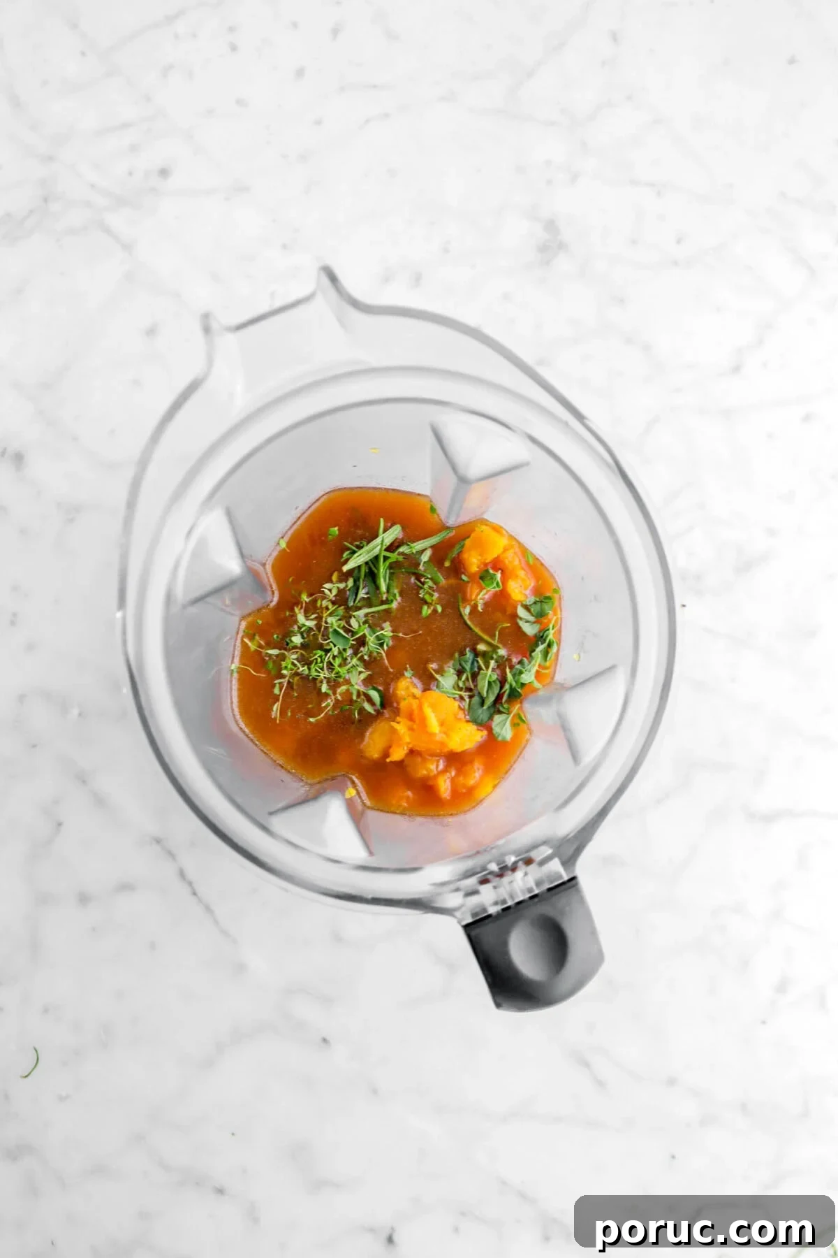 Creamy Roasted Butternut Squash Risotto Recipe 7 butternut squash, broth, and herbs in blender.