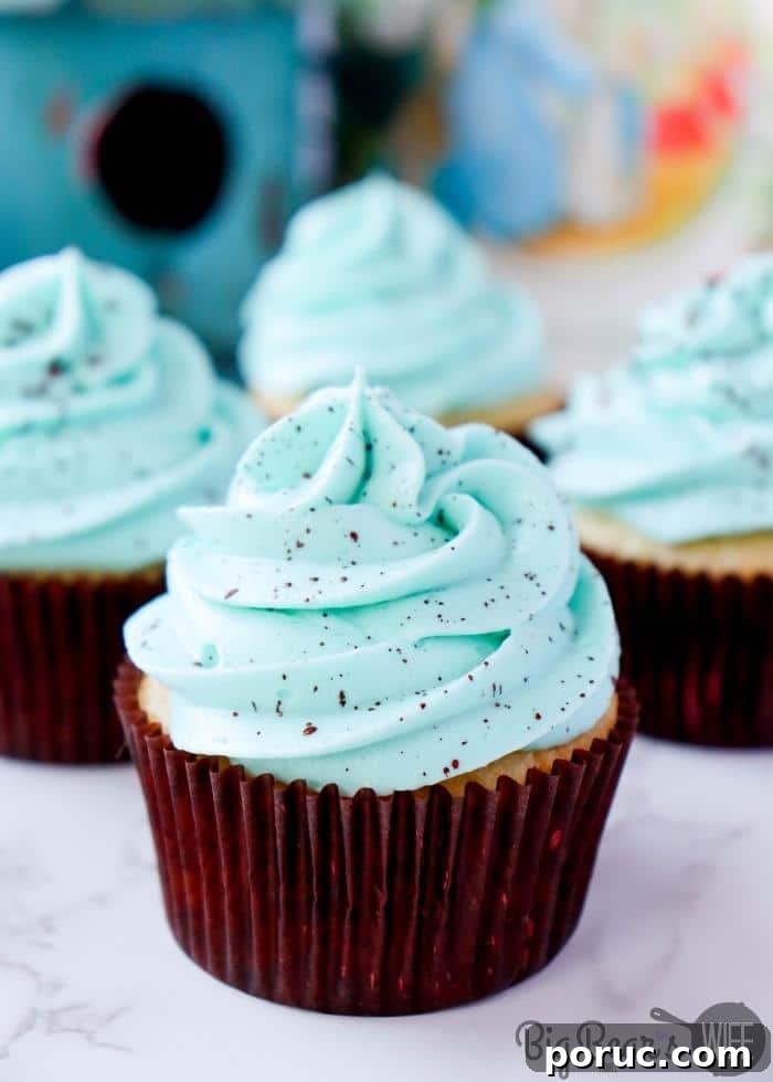 Robin Egg Speckled Cupcakes Recipe for Spring Celebrations 5 ROBIN EGG SPECKLED CUPCAKES with brown cupcake liner