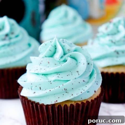 ROBIN EGG SPECKLED CUPCAKES with brown cupcake liner