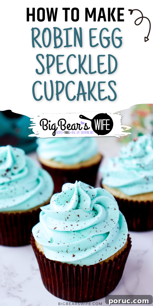 Robin Egg Speckled Cupcakes Recipe for Spring Celebrations 8 Robin Egg Speckled Cupcakes - soft vanilla cupcakes topped with an easy homemade robin blue frosting with brown mahogany luster dust speckles. Perfect dessert for Easter or Springtime!