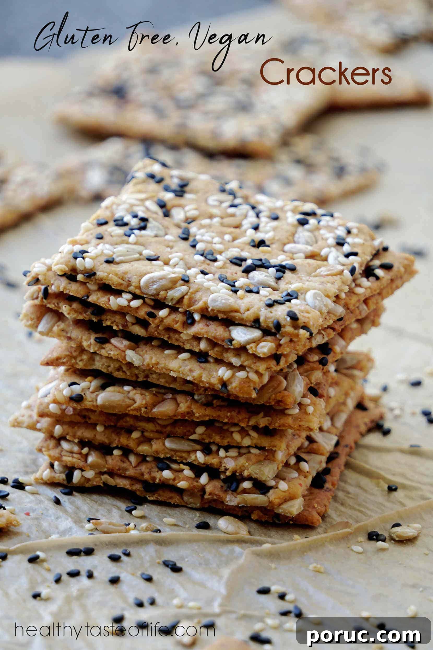 Vegan Seeded Gluten-Free Sourdough Crackers Recipe 2 Healthy gluten free sourdough crackers