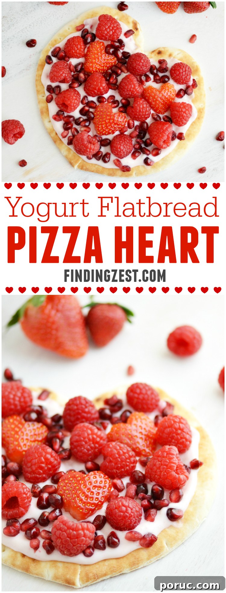 Make this healthy Yogurt Flatbread Pizza Heart to show someone you care. It is a sweet breakfast or snack any time of year, especially for Valentine's Day!