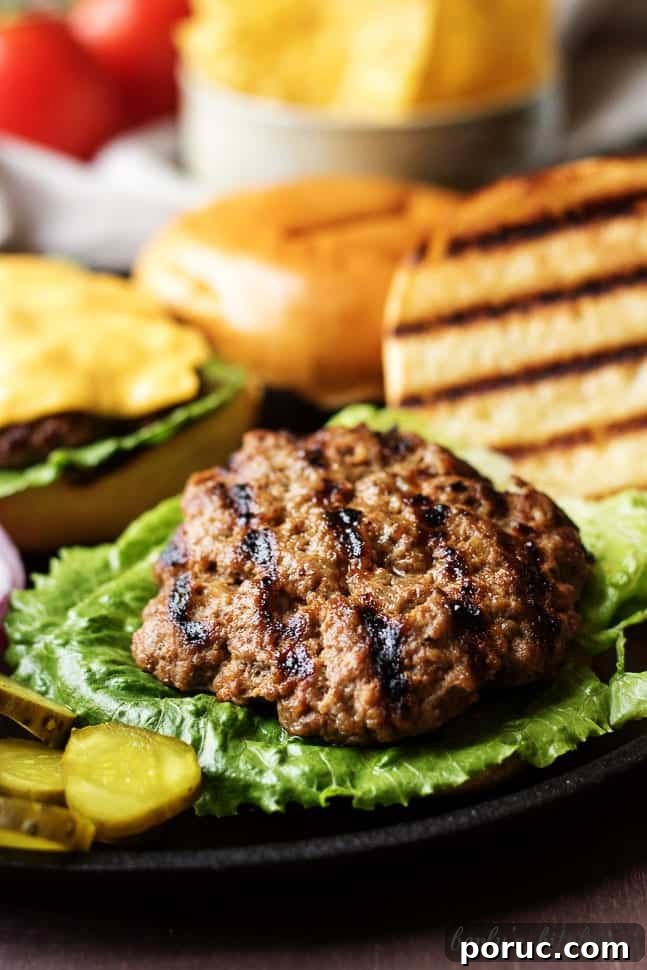 Homemade Hamburger Recipe: Juicy Patties and Perfect Buns 5 Open-faced hamburger on a bun.
