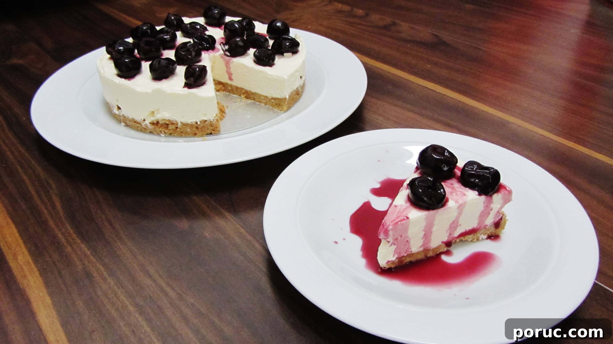Black Cherry Cheesecake with Kirsch-Soaked Cherry Topping 2 Black Cherry Cheesecake