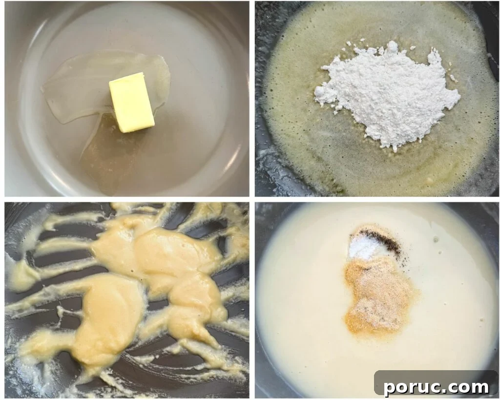 Creamy Southern-Style Yellow Gravy Without Drippings 4 melted butter and flour in a skillet
