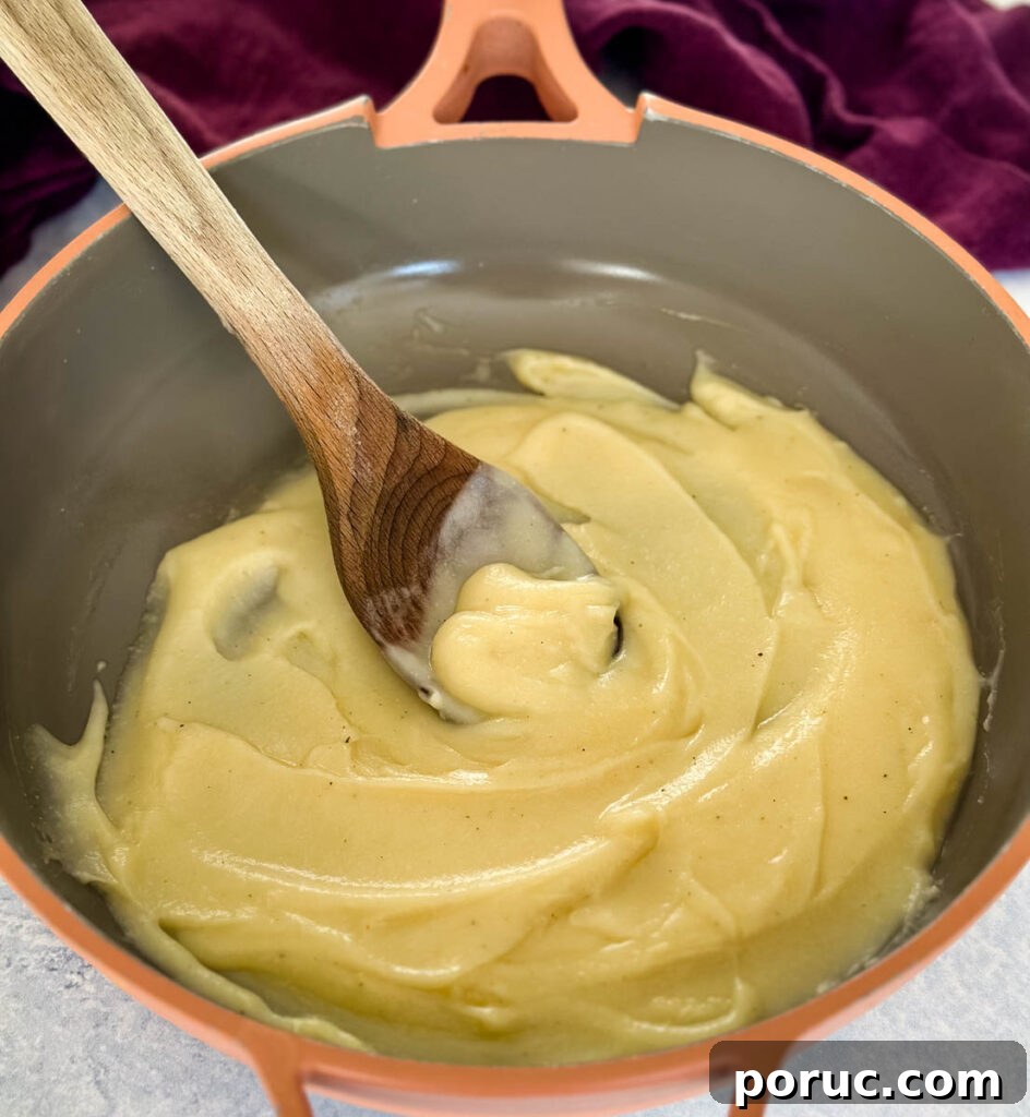 Creamy Southern-Style Yellow Gravy Without Drippings 5 yellow gravy without drippings in a pan
