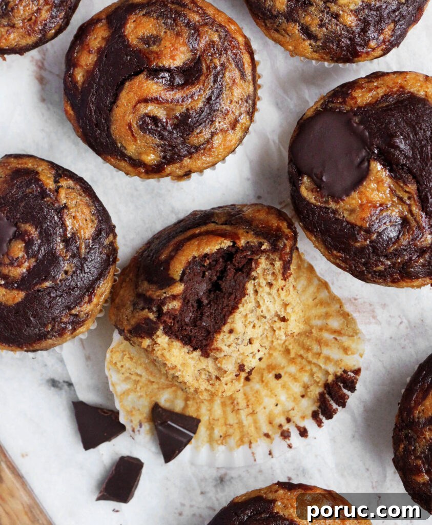 Moist Chocolate-Swirled Banana Muffins for Chocolate Lovers 4 chocolate swirl banana muffins