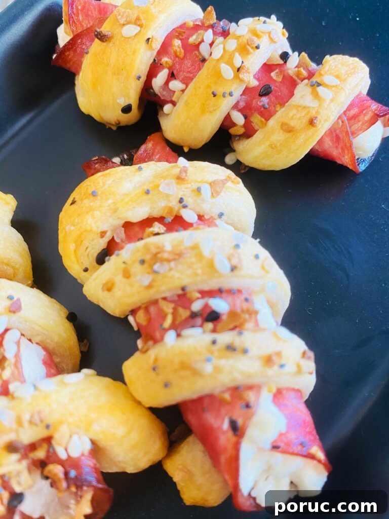 Savory Crescent Salami Roll-Ups for Appetizers and Parties 11 Crescent Wrapped Salami Rolls