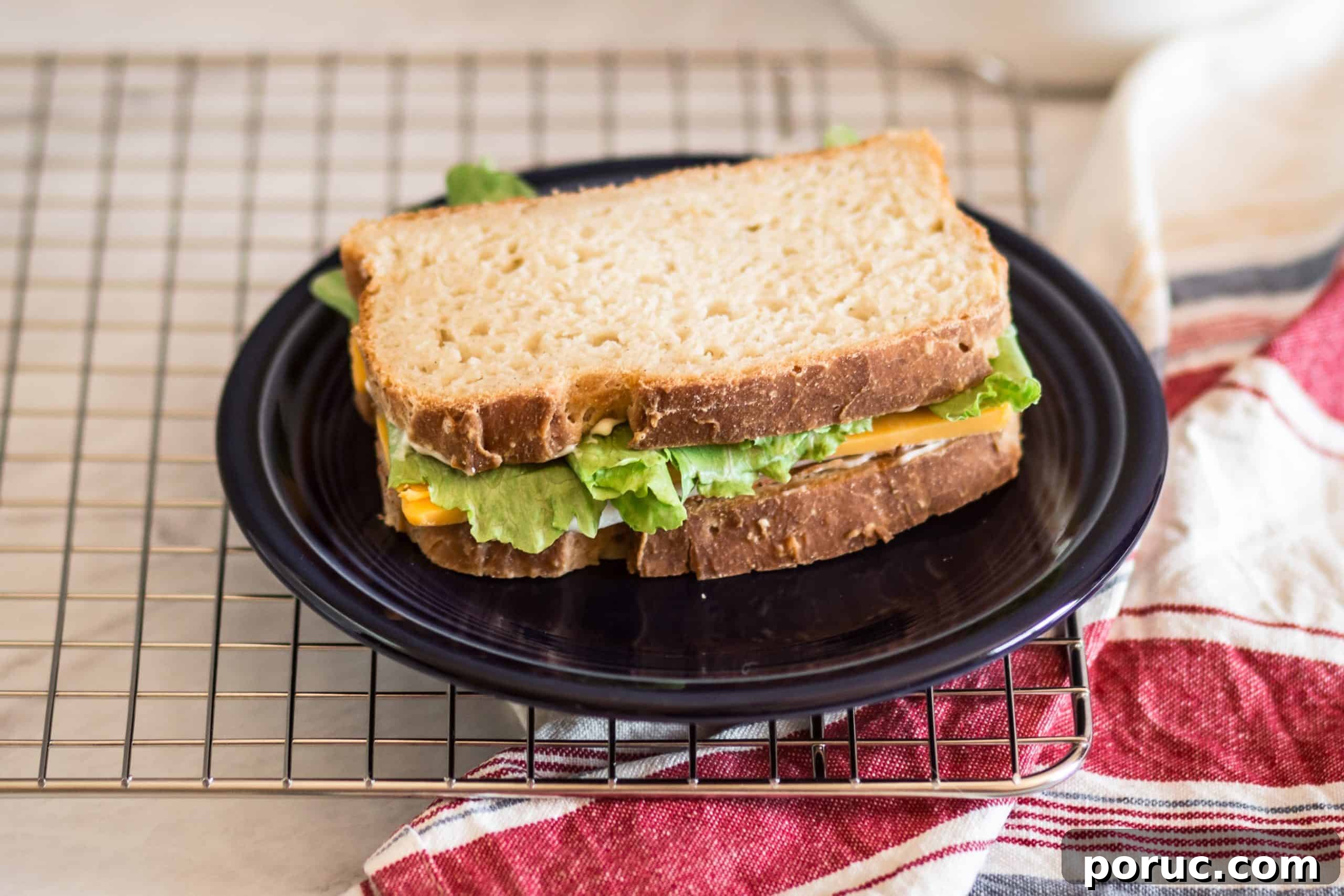 a sandwich using this gluten free sourdough bread recipe