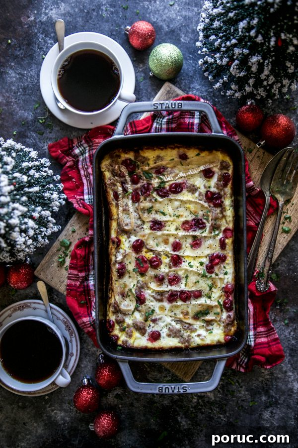 31 Festive Christmas Recipes to Make Today 3 Sausage, Cranberry & Brie Egg Casserole