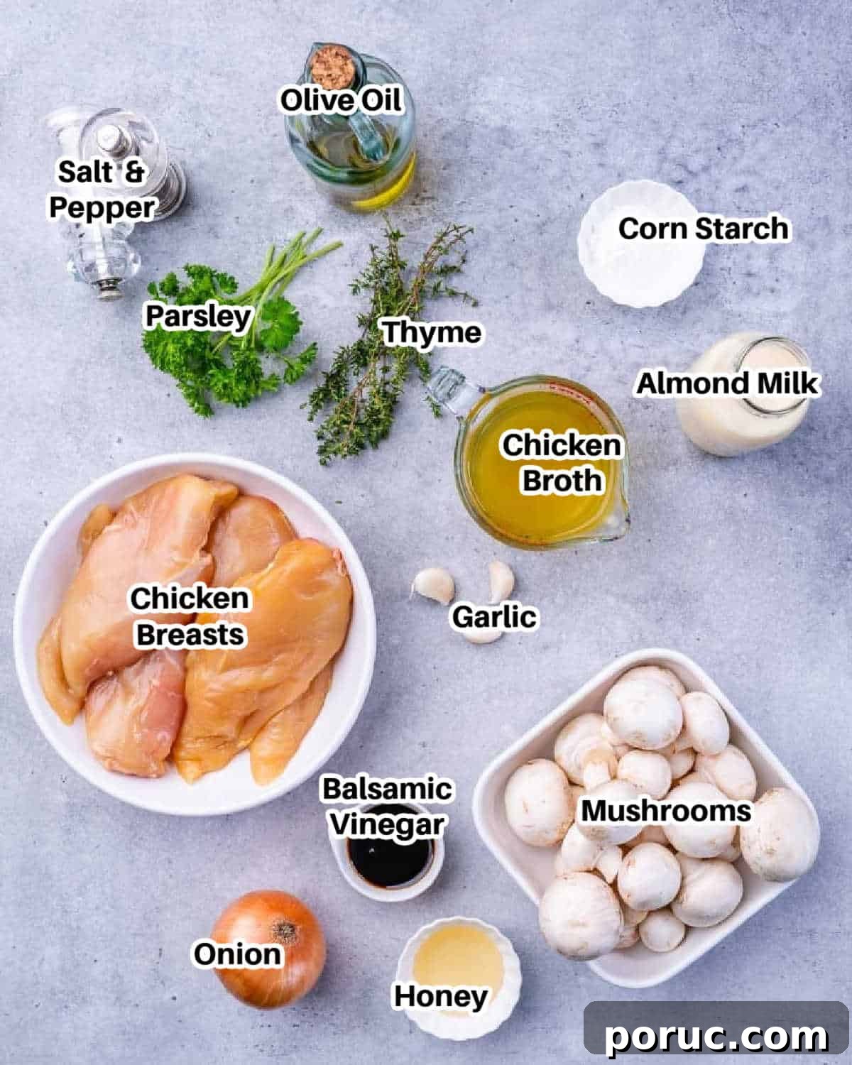 ingredients for creamy balsamic chicken.