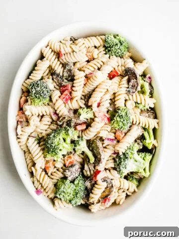 gluten-free ranch pasta salad in white bowl