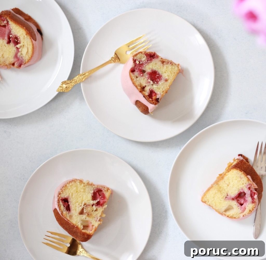 Strawberry Rhubarb Buttermilk Bundt Cake with Cream Cheese Glaze 4 strawberry rhubarb buttermilk bundt