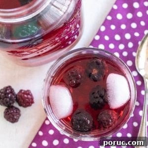 Starbucks-Style Hibiscus Refresher Recipe — How to Make It at Home 11 starbucks hibiscus tea recipe with blackberries in a jar and in a glass with ice