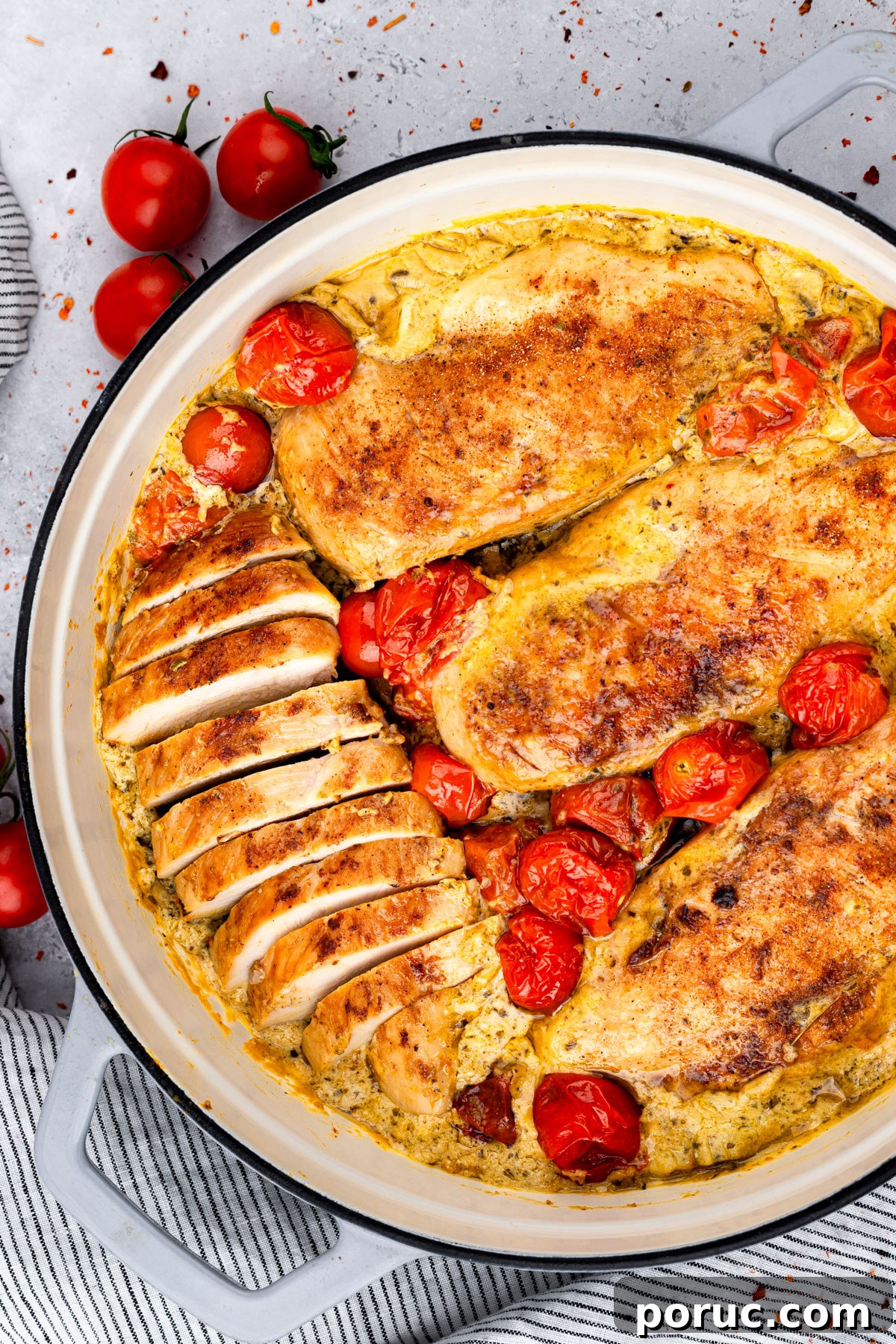 21 Comforting High-Protein Fall Recipes for Family Meals 5 Creamy Pesto Chicken with Roasted Tomatoes