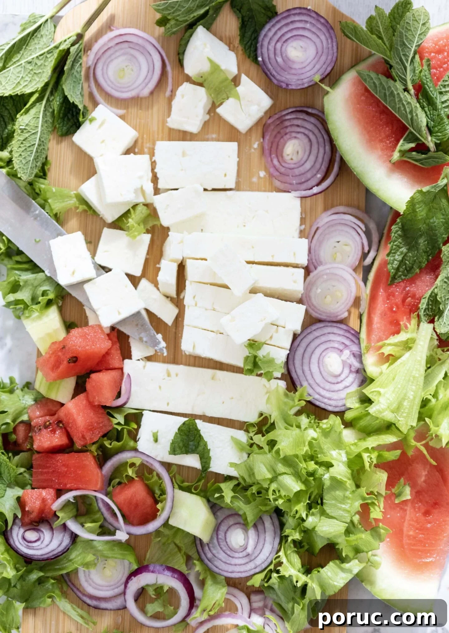 Adding feta
