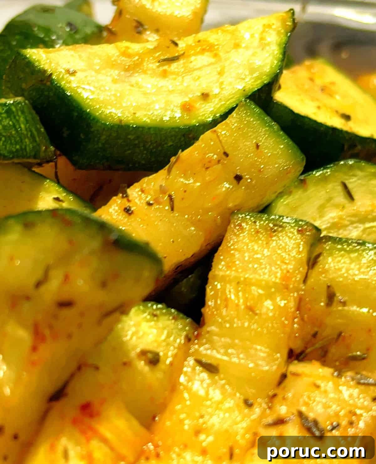 Crispy Air Fryer Zucchini Recipe: Simple Flavorful Side Dish 8 closeup of zucchini in the air fryer ready to eat