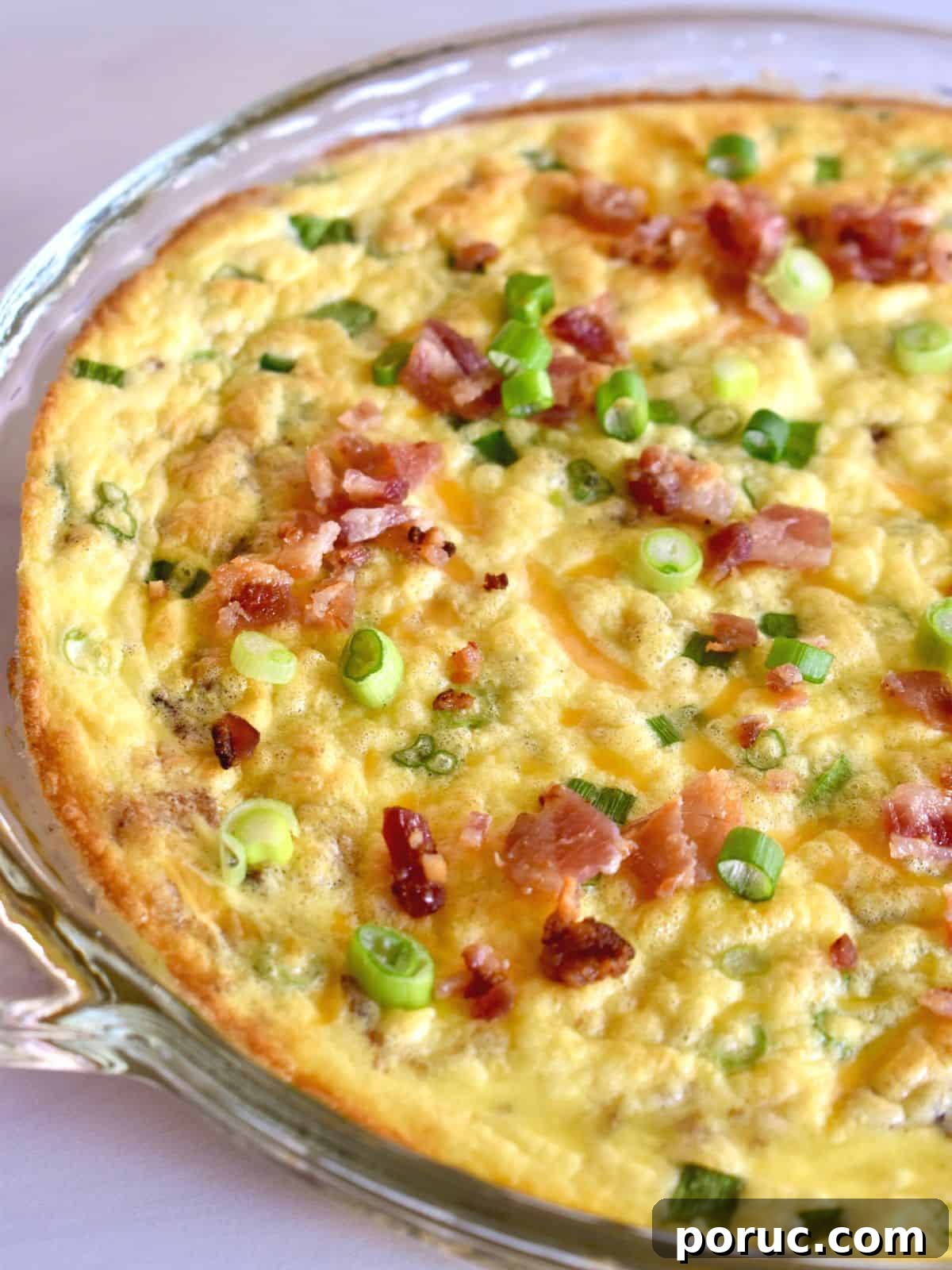 Crustless Cottage Cheese Quiche Recipe: Light Protein-Packed Bake 2 Cottage Cheese Crustless quiche recipe in a glass baking dish.