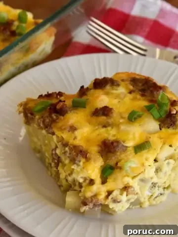 Sausage Hash Brown Breakfast Casserole.