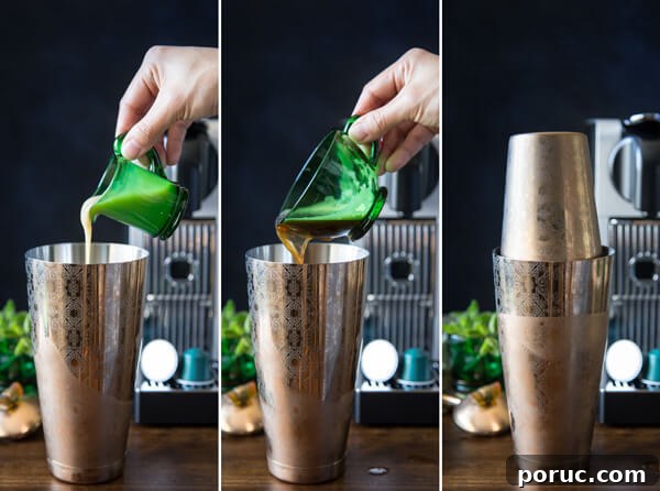 Vietnamese Coffee with Nespresso: Hot or Iced Recipes 2 Mixing Vietnamese Iced Coffee in a cocktail shaker