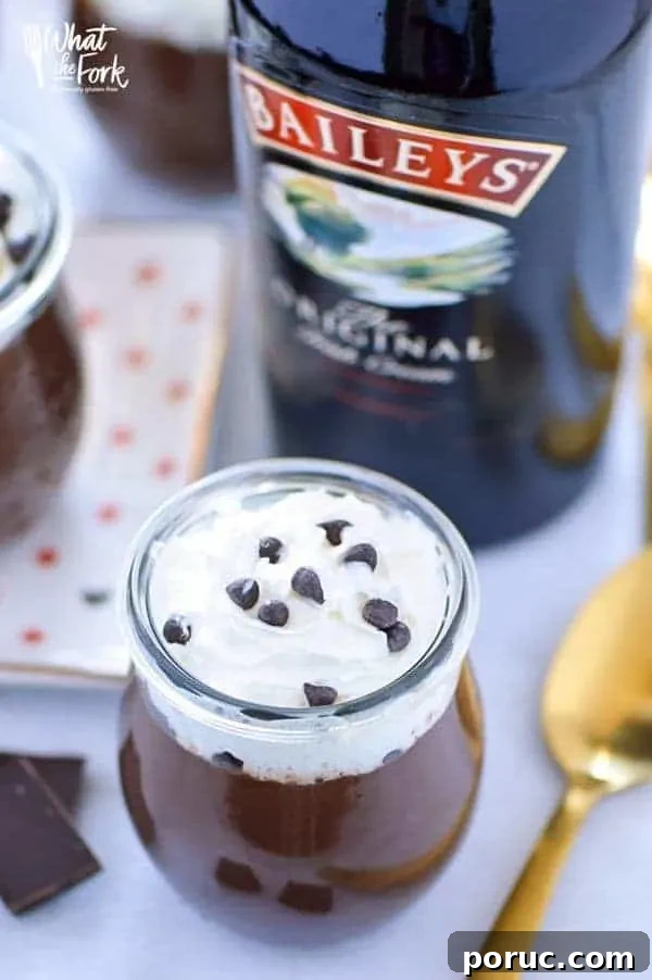 Creamy chocolate pudding with Baileys