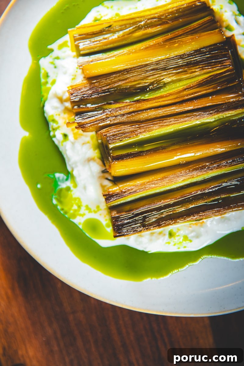 Braised Leeks & Herb Oil - Georgie Eats