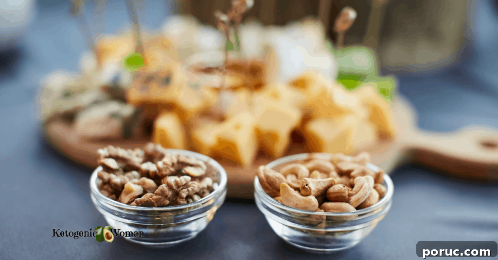 Low-Carb Keto Holiday Recipes for Over-50s: 50+ Festive Ideas 5 Nut bowls on buffet table