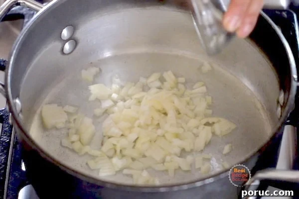 Onions cooking in pot