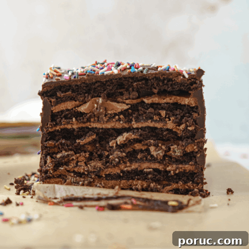 six layer chocolate cake