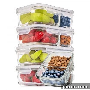 2 compartment glass meal prep containers.