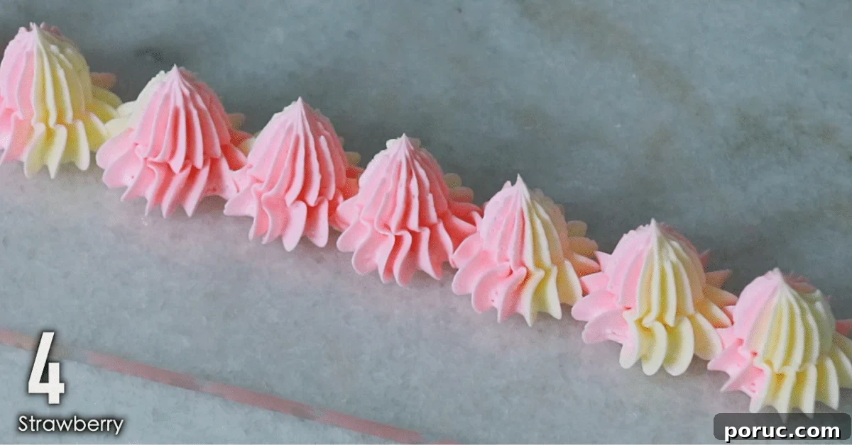 buttercream decorating: pink and white strawberries