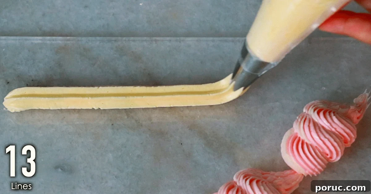 Orange buttercream decorations: line