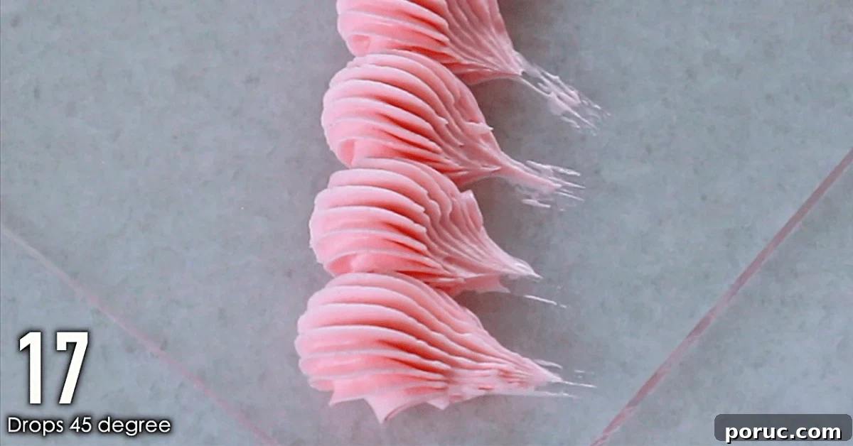 pink buttercream decorations, drops