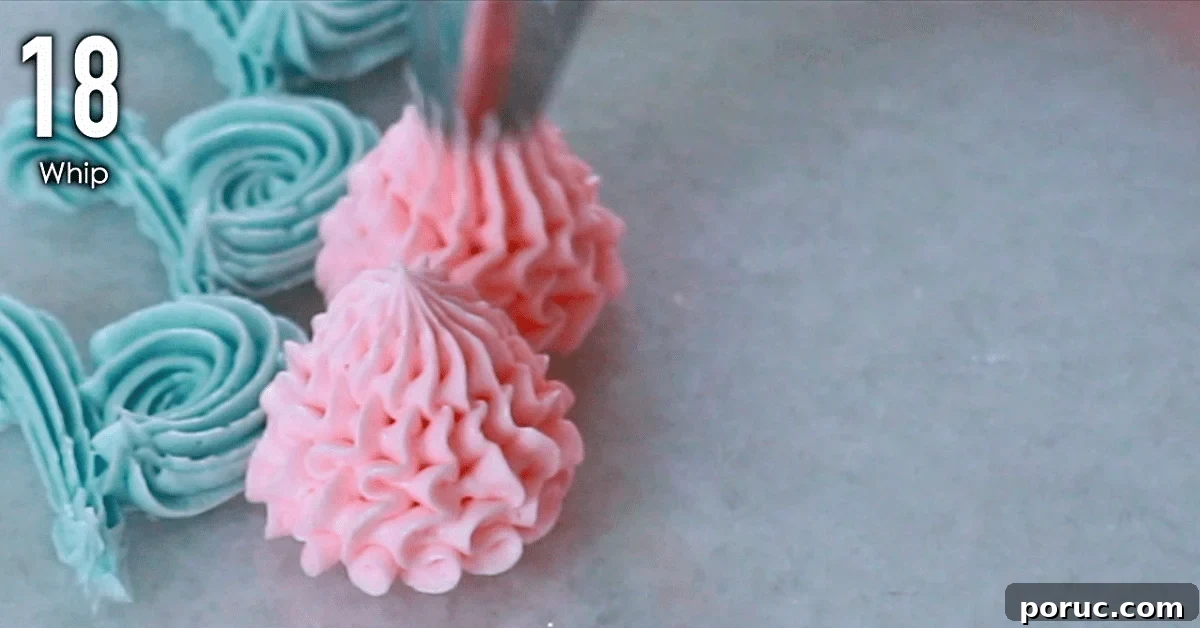 pink buttercream decorations, Whips