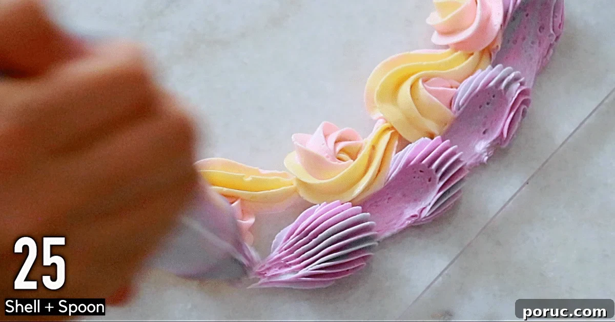 multi-color buttercream decorating: how to pipe drops with a spoon
