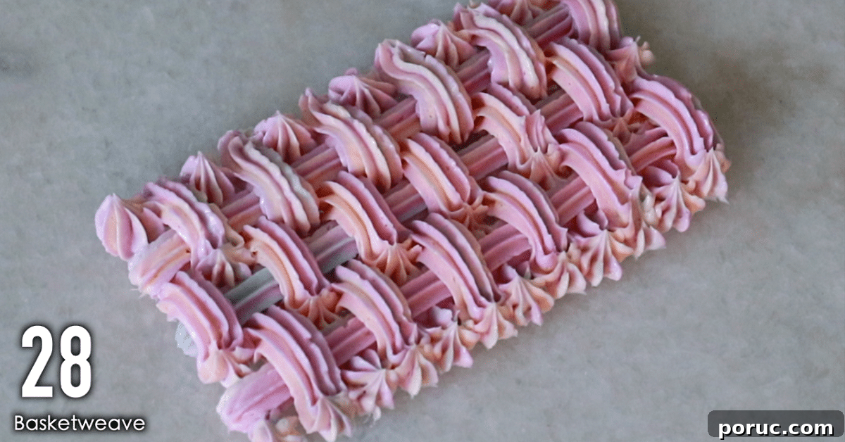 multi-color buttercream piping: basket weave