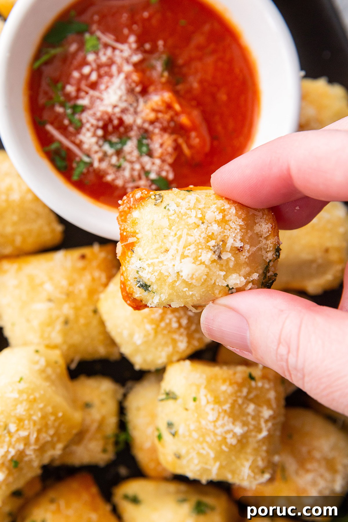 Easy Parmesan Bread Bites with Marinara Sauce