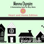Colorful handmade houses illustration for Momma Olympics game for busy moms.